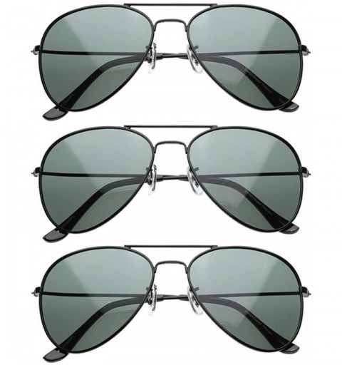 Aviator Premium Polarized Spring Hinges Aviator Sunglasses (3 PACK BLACK- BLACK) - CA12O6LG0J8 $11.53
