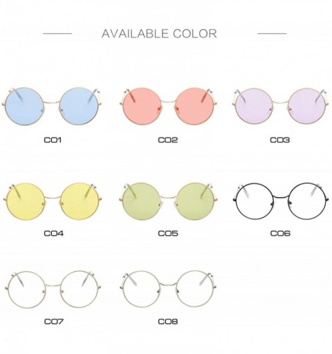 Round Women Round Sunglasses Fashion Vintage Metal Frame Ocean Sun Glasses Shade Oval Female Eyewear - CE198A4GLEN $28.85