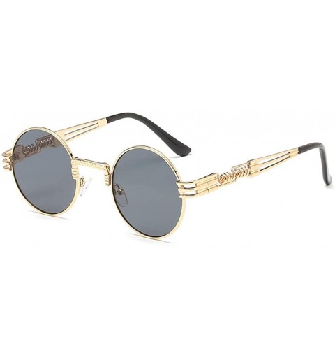 Round John Lennon Round Sunglasses Retro Steampunk Glasses Metal Frame - Gold Frame Grey - CD1967UWTU4 $11.72