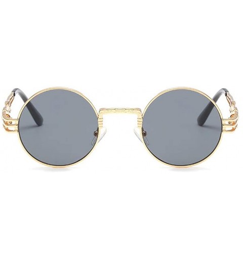 Round John Lennon Round Sunglasses Retro Steampunk Glasses Metal Frame - Gold Frame Grey - CD1967UWTU4 $11.72