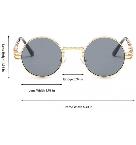 Round John Lennon Round Sunglasses Retro Steampunk Glasses Metal Frame - Gold Frame Grey - CD1967UWTU4 $11.72