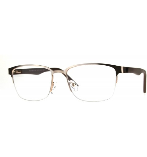Rectangular Mens Half Metal Rim Powered Bifocal Reading Eyeglasses - Gold Brown - C5180Z29ESC $14.50