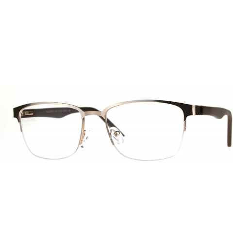 Rectangular Mens Half Metal Rim Powered Bifocal Reading Eyeglasses - Gold Brown - C5180Z29ESC $14.50