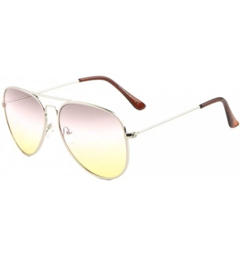 Aviator Triple Oceanic Color Thin Temple Classic Aviator Sunglasses - Smoke Yellow - CY190I25QRA $16.37