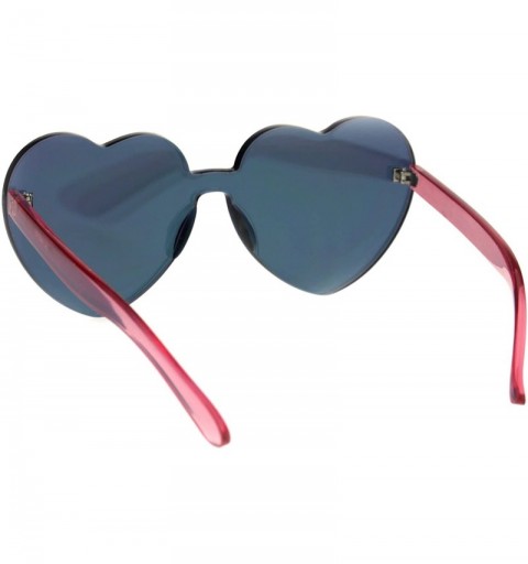 Round Womens Color Mirror Lens Panel Shield Heart Shape Retro Plastic Sunglasses - Pink - CN18ESSSD45 $14.59