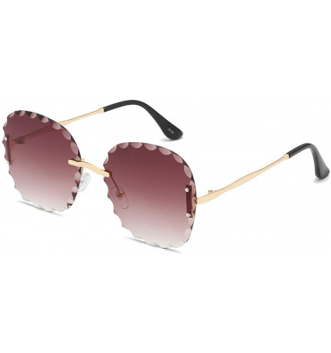 Rimless Rimless Sunglasses Protection 3635C1 - Brown - CX18UL24R82 $11.94