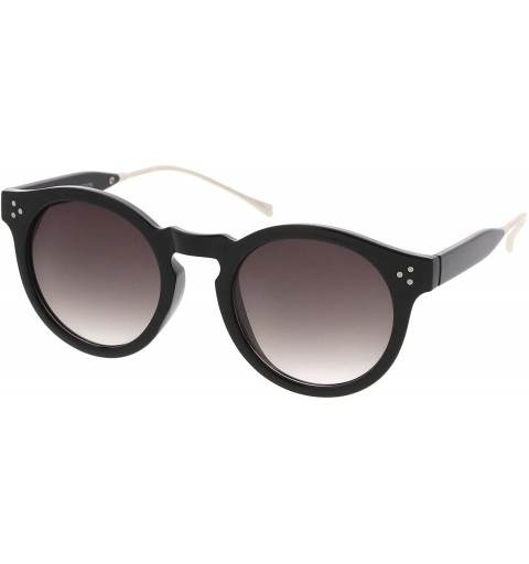 Round Metal Temple Keyhole Bridge Neutral-Colored Lens P3 Round Sunglasses 50mm - Black-silver / Lavender - CS12OCKRCU2 $11.14
