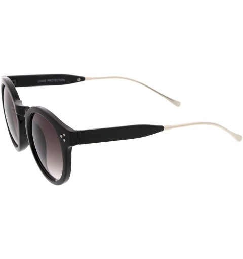 Round Metal Temple Keyhole Bridge Neutral-Colored Lens P3 Round Sunglasses 50mm - Black-silver / Lavender - CS12OCKRCU2 $11.14
