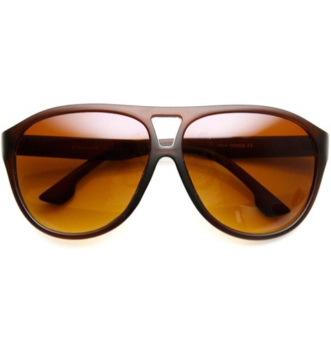 Aviator Modern Fashion Oversized Matte Finish Plastic Aviator Sunglasses - Matte-brown Amber - C311O5EBDC3 $23.05