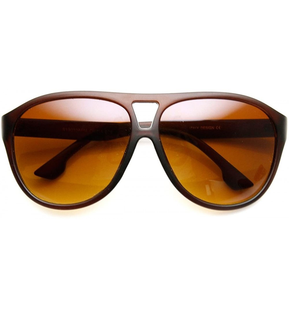 Aviator Modern Fashion Oversized Matte Finish Plastic Aviator Sunglasses - Matte-brown Amber - C311O5EBDC3 $8.45