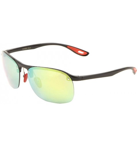 Round Rimless Square Round Lens Light Weight Sunglasses - Yellow Green - CV197YLHSZE $15.66