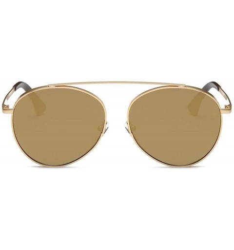 Oversized Polarized Oversize Round Aviator Sunglasses For Women Metal Brow Bar Colored Mirror Lens 60mm - CB12NV119OR $16.86