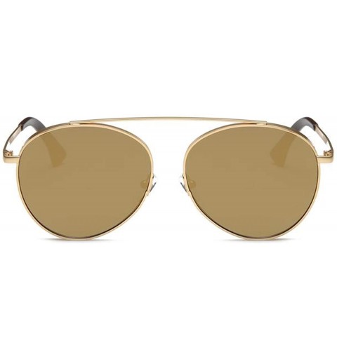 Oversized Polarized Oversize Round Aviator Sunglasses For Women Metal Brow Bar Colored Mirror Lens 60mm - CB12NV119OR $16.86