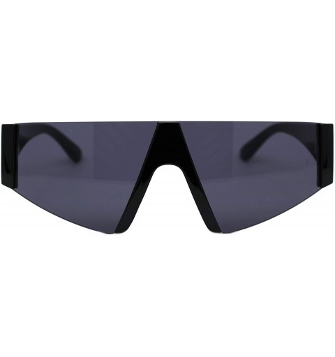 Semi-rimless 80's Fashion Sunglasses Flat Top Open Frame Funky Geometric Shades UV 400 - Black - CX194AL7TKZ $10.71