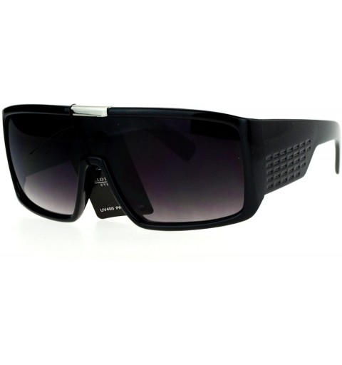 Shield Mens Fashion Sunglasses Futuristic Shield Square Thick Frame UV 400 - Black - CZ187GQ97O8 $19.65