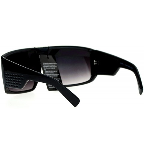 Shield Mens Fashion Sunglasses Futuristic Shield Square Thick Frame UV 400 - Black - CZ187GQ97O8 $12.93