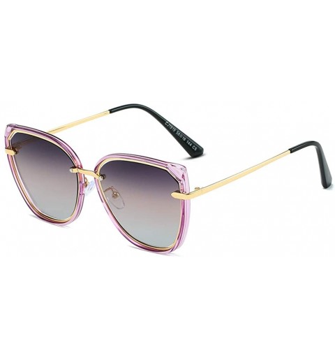 Oval Women Sunglasses Retro Black Drive Holiday Oval Polarized UV400 - Purple - CM18R6XOAEA $12.15