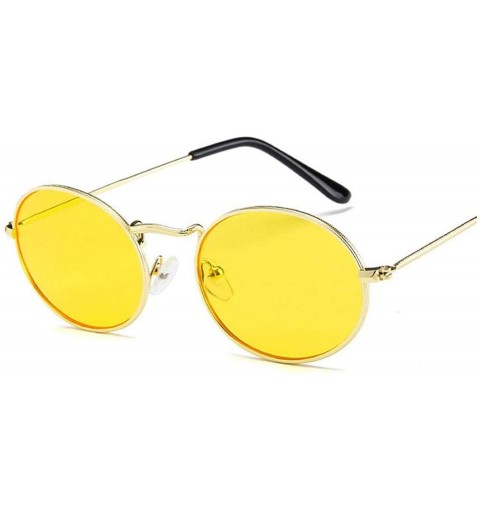 Oval 2020 Oval Women Sunglasses Men Glasses Lady Luxury Retro Metal Sun Vintage Mirror UV400 Oculos De Sol - Yellow - C8199CL...