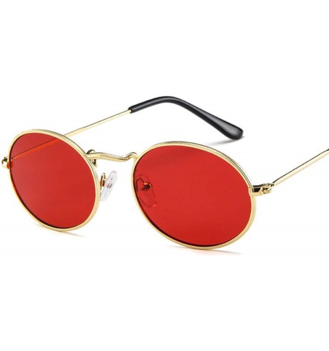 Oval 2020 Oval Women Sunglasses Men Glasses Lady Luxury Retro Metal Sun Vintage Mirror UV400 Oculos De Sol - Yellow - C8199CL...