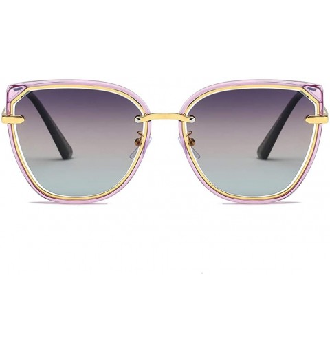 Oval Women Sunglasses Retro Black Drive Holiday Oval Polarized UV400 - Purple - CM18R6XOAEA $12.15