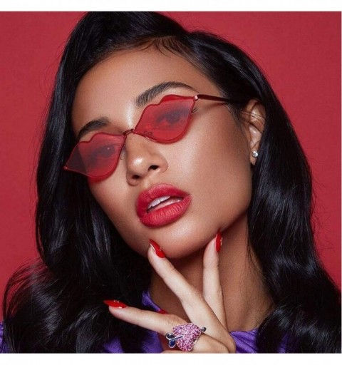 Rimless 2020 Cute Sexy Ladies Lips Sunglasses Women Metal Frame Fashion Vintage Sun Glasses Female UV400 Shades - CZ198A3787R...