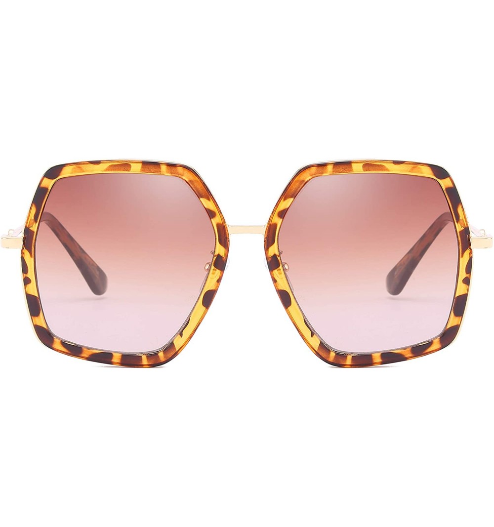 Square Oversized Square Sunglasses for Women Retro Chic Metal Frame UV400 Geometric Brand Designer Shades - C818SGHO7UI $13.40