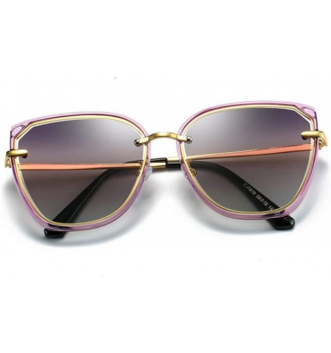 Oval Women Sunglasses Retro Black Drive Holiday Oval Polarized UV400 - Purple - CM18R6XOAEA $12.15