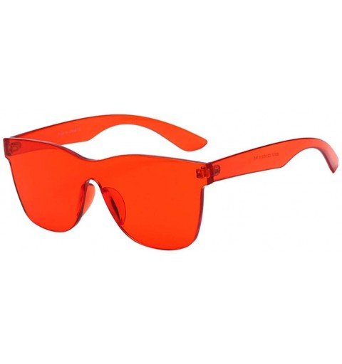 Rimless One-piece Oversized Sunglasses Clear Lens Rimless Tinted Unisex (Red) - CV18HONGQ3H $13.10