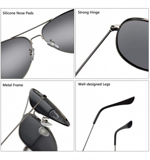 Oversized Polarized Aviator Sunglasses for Men/Women Metal Mens Sunglasses Driving Sun Glasses - Grey Lens/Gunmetal Frame - C...