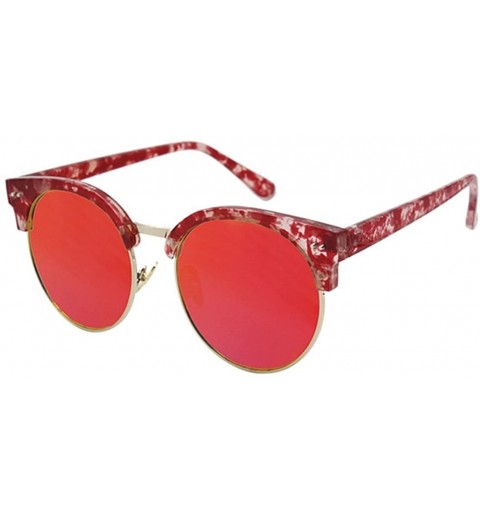 Semi-rimless Vintage Half Frame Horn Rimmed Sunglasses - Red - C812GY08FB7 $12.99