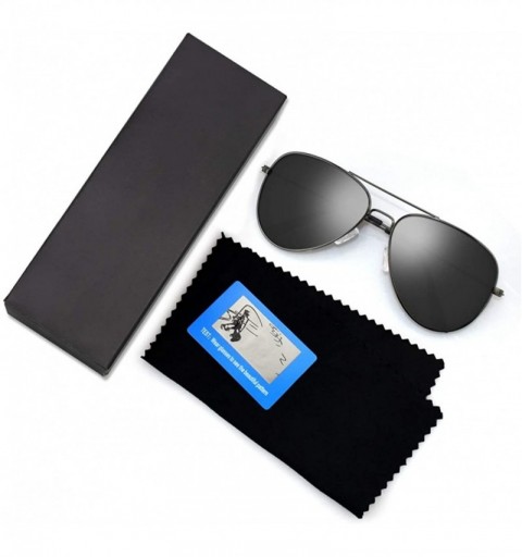 Oversized Polarized Aviator Sunglasses for Men/Women Metal Mens Sunglasses Driving Sun Glasses - Grey Lens/Gunmetal Frame - C...