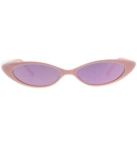 Cat Eye Womens Narrow Cat Eye Color Mirror Lens Goth Plastic Sunglasses - All Pink - C918C7H5L9Y $12.35