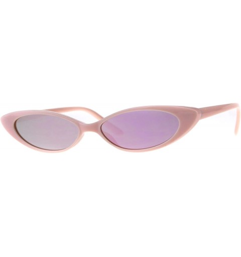 Cat Eye Womens Narrow Cat Eye Color Mirror Lens Goth Plastic Sunglasses - All Pink - C918C7H5L9Y $12.35
