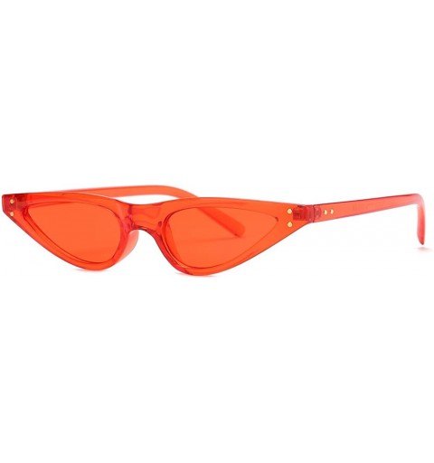 Cat Eye Sunglasses For Women Metal Hinges Small Cat Eye Frame Sun Glasses K0578 - Orange - CA18CEME7YN $8.15