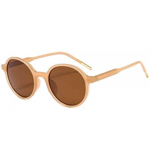 Round Women Fashion Eyewear Round Beach Sunglasses with Case UV400 Protection - Jelly Brown Frame/Brown Lens - CQ18WRUKGLY $1...