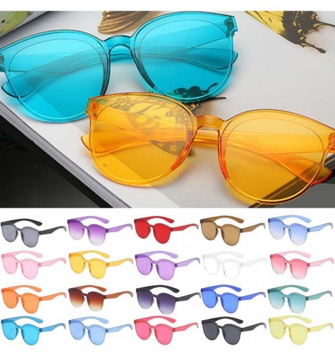 Rimless Fashion Jelly Design Style Sunglasses Classic Retro Sunglasses Resin Lens Sunglasses Ladies Shades - Unisex - CY199Y3...