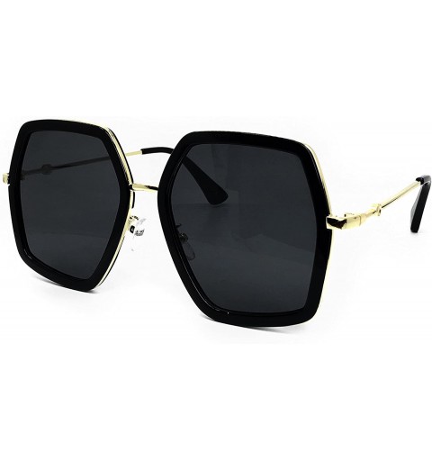 Oversized 8018 Premium Oversize XXL Women Retro Vintage Clear Brand Designer Square Sunglasses - Black - C718DLGQNT9 $18.30