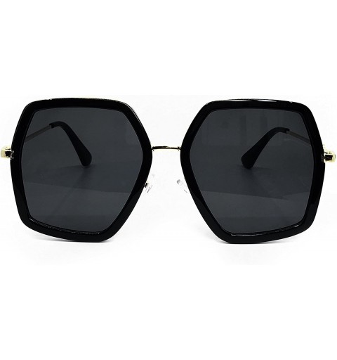 Oversized 8018 Premium Oversize XXL Women Retro Vintage Clear Brand Designer Square Sunglasses - Black - C718DLGQNT9 $18.30