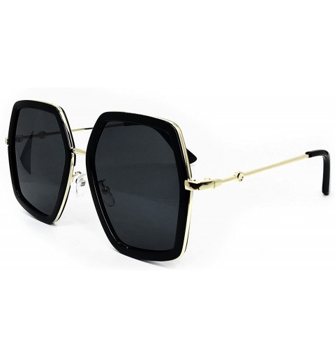 Oversized 8018 Premium Oversize XXL Women Retro Vintage Clear Brand Designer Square Sunglasses - Black - C718DLGQNT9 $18.30