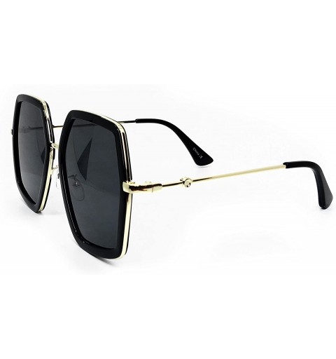 Oversized 8018 Premium Oversize XXL Women Retro Vintage Clear Brand Designer Square Sunglasses - Black - C718DLGQNT9 $18.30