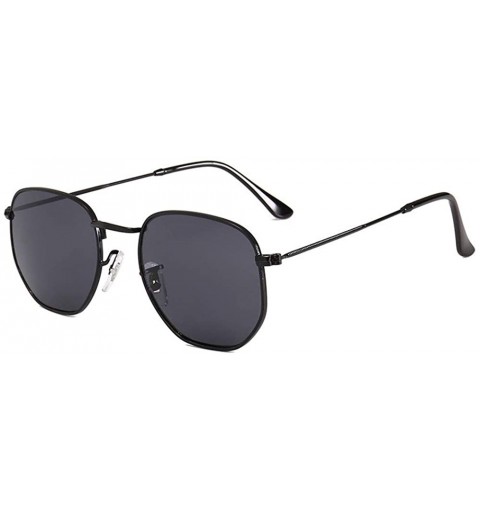 Goggle Fashion Small Box Sunglasses Sunglasses True Film Polychromatic Glasses - C1 Black Frame Grey Sheet - CB18TNRXEGQ $21.33