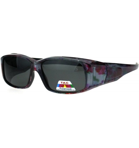 Rectangular Polarized Womens Fashion Rectangular 57mm OTG Fit Over Sunglasses - Floral - CM185DS987Y $24.10