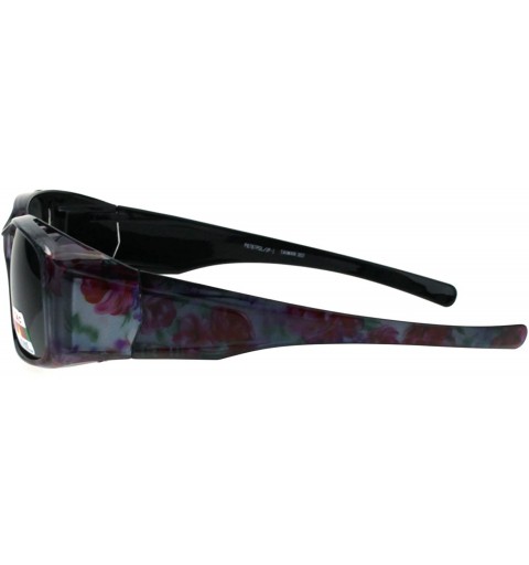Rectangular Polarized Womens Fashion Rectangular 57mm OTG Fit Over Sunglasses - Floral - CM185DS987Y $26.51
