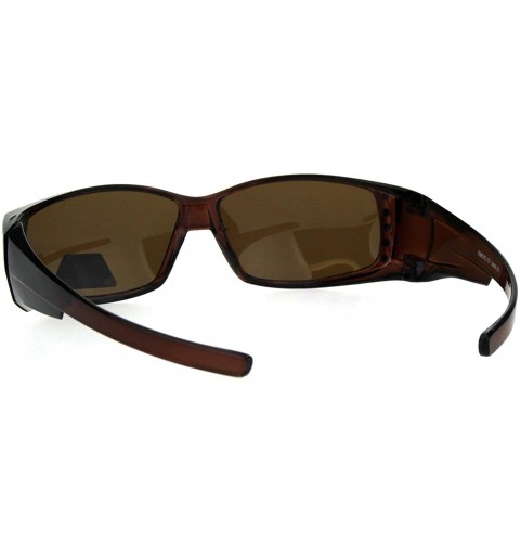 Rectangular Womens Rhinestone Rectangular Polarized Fit Over Glasses Sunglasses - All Brown - CX12MWUJT3R $9.52
