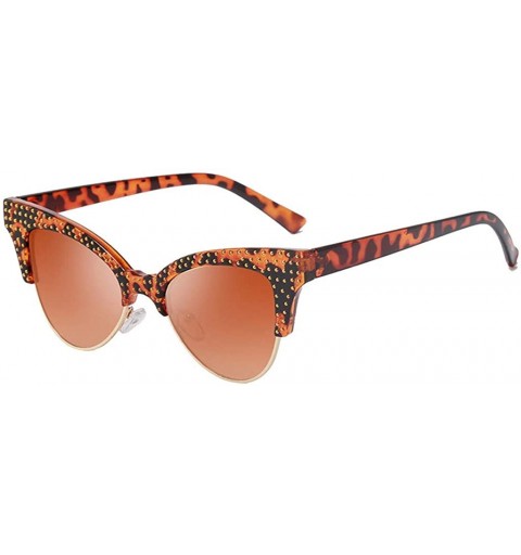 Oversized Sunglasses for Women Cat Eye Vintage Sunglasses Retro Glasses Eyewear UV 400 Protection - Coffee - C618OLCUCRM $9.10