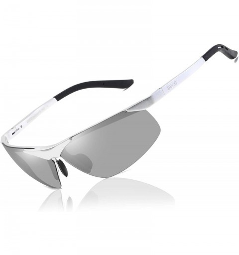 Semi-rimless Men's Sports Style Polarized Sunglasses Fishing Golf Driver Glasses 6806S - Silver Frame Mirror Lens - CX11U8OW5...