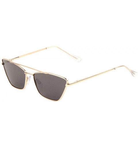 Cat Eye Thin Frame Long Curve Top Bar Geometric Cat Eye Sunglasses - Black Gold - C4197YNKCOO $14.53