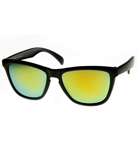 Sport Action Sports Color Mirror Lens Modified Horn Rimmed Sunglasses (Black Sun) - CP11DHWO1QJ $11.45