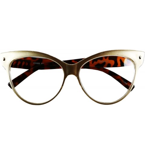 Round Oversize Cateye Sunglasses UV Protection Non Prescription High Pointed Frame Clear Lens Retro Fashion MOD - C312ER3K1XX...