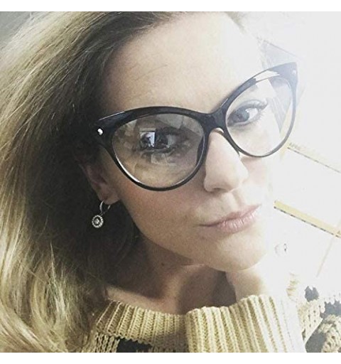 Round Oversize Cateye Sunglasses UV Protection Non Prescription High Pointed Frame Clear Lens Retro Fashion MOD - C312ER3K1XX...